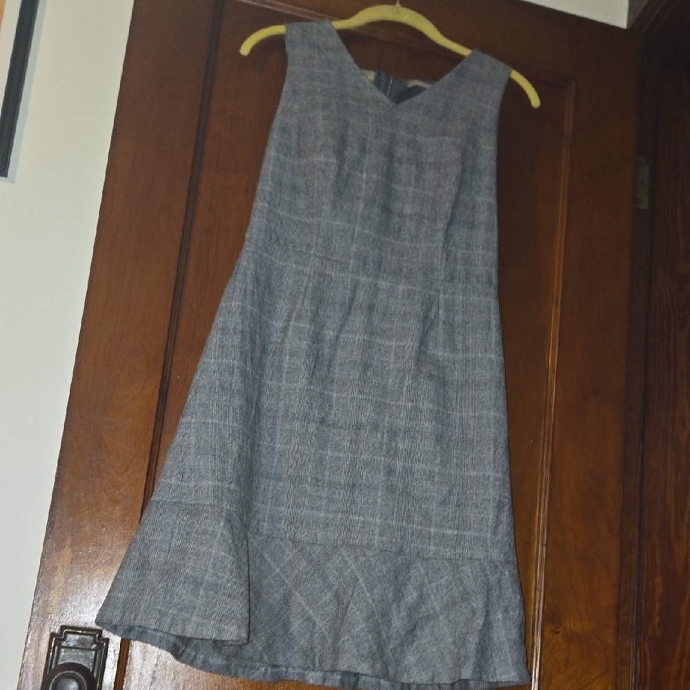Talbots Gray Plaid Midi Dress